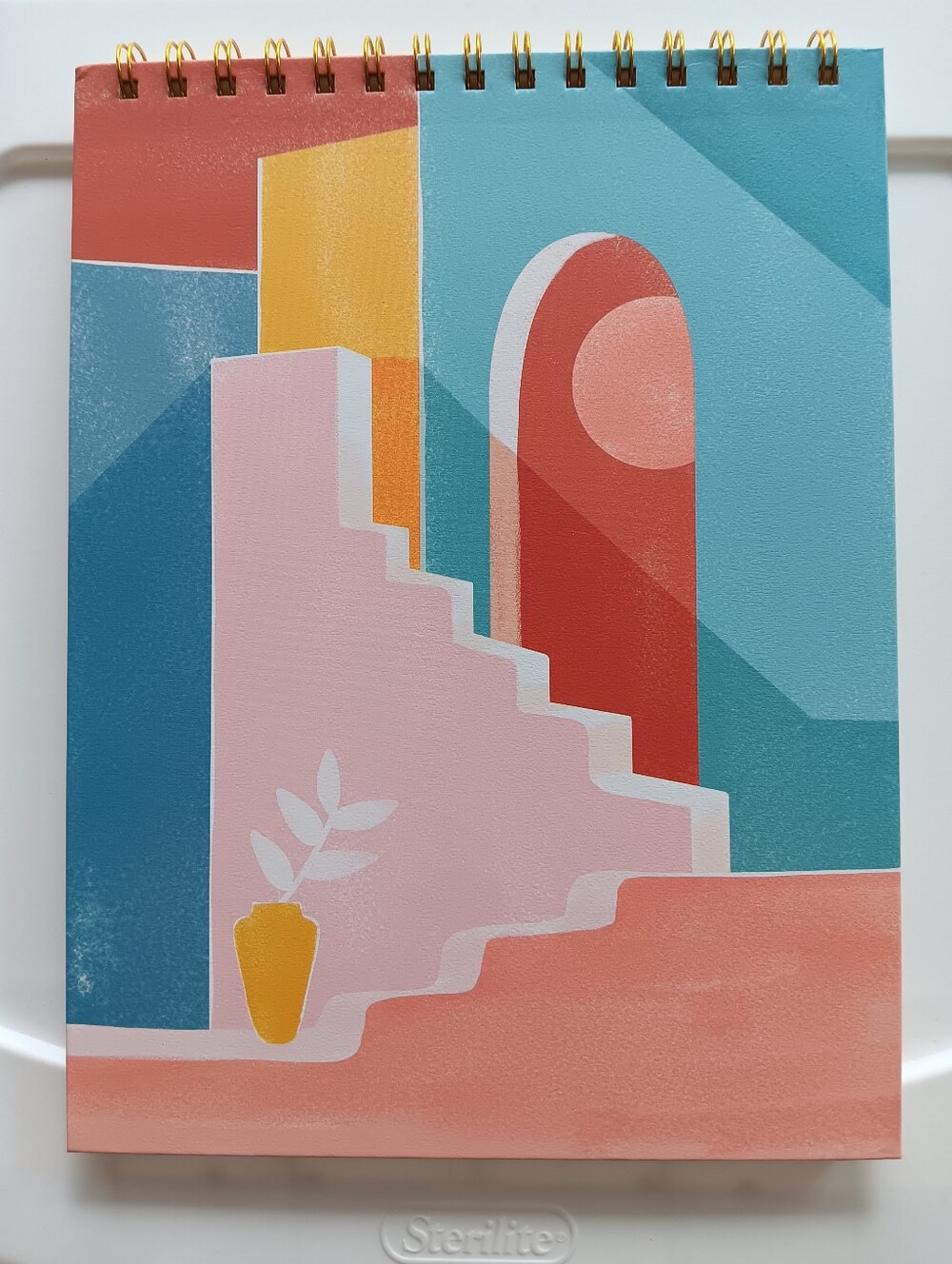 Clementine Notebook Hardcover Spiral-Bound Top Flip Pink White Blue 8" X 11"